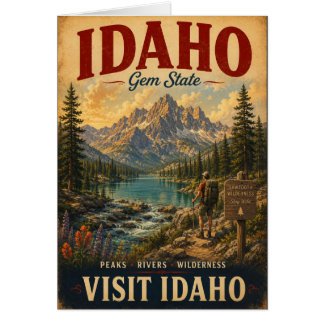 Vintage Idaho Gem State Travel Poster with Scenic