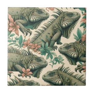 Vintage Iguana Pattern Tile