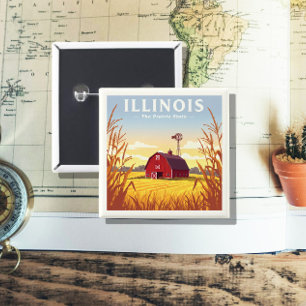 Vintage Illinois 2 Inch Square Button