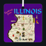Vintage Illinois Greetings  Metal Ornament<br><div class="desc">A very old postcard Greeting from Illinois.</div>