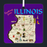 Vintage Illinois Greetings  Metal Ornament<br><div class="desc">A very old postcard Greeting from Illinois.</div>