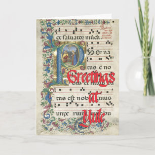 Vintage illuminated Yuletide script Card