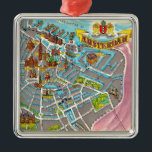 Vintage Illustrated Amsterdam Map Ornament<br><div class="desc">A great, colourful map of the city of Amsterdam repurposed on an ornament.</div>