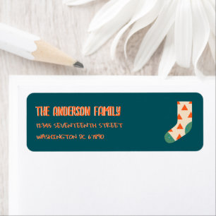 Vintage Illustrated Blue Christmas Winter Sock