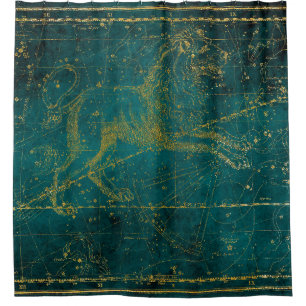 Vintage Illustrated Green & Gold Lion Star Map