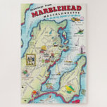 Vintage Illustrated Marblehead Puzzle<br><div class="desc">A great vintage colourfully illustrated postcard image of Marblehead, Massachusetts repurposed!</div>