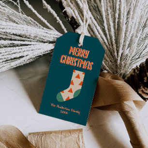 Vintage Illustrated Merry Christmas Winter Sock Gift Tags