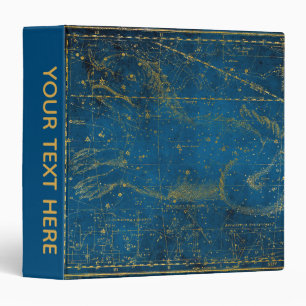 Vintage Illustrated Mid Blue & Gold Star Map Binder