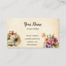 Vintage Illustrated Multicolor Flowers