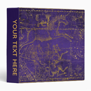 Vintage Illustrated Purple & Gold Star Map  Binder