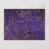 Vintage Illustrated Purple & Gold Star Map