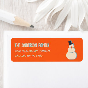 Vintage Illustrated Red Snowman Christmas Address