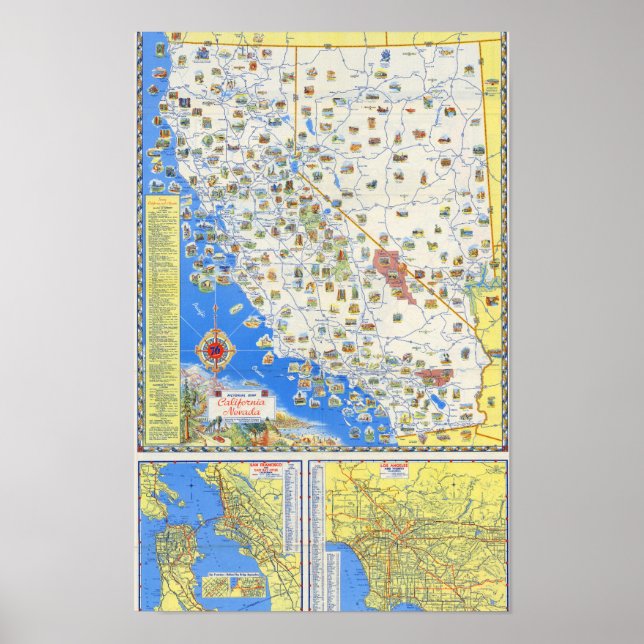 Vintage Illustrated San Francisco Map Poster (Devant)
