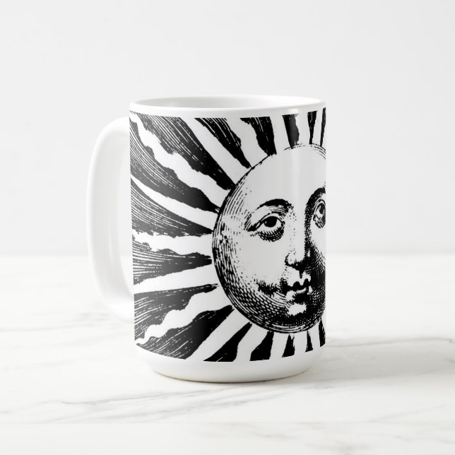 Vintage Illustrated Sun Coffee Mug (Front Left)