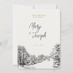 Vintage Illustrated Wedding Invitation