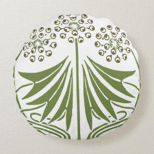 Vintage Illustration - Abstract Art Nouveau Beauti Round Pillow