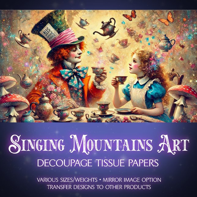 Vintage Illustration Alice Mad Hatter Decoupage Tissue Paper (Creator Uploaded)