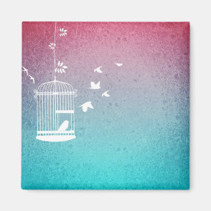 Vintage Illustration Bird in a Cage Magnet