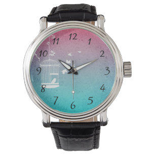 Vintage Illustration Bird in a Cage Watch