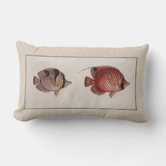 Vintage Illustration Butterfly Fish Lumbar Pillow