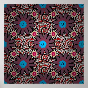 Vintage illustration. Folkloric ethnic purple, red Poster