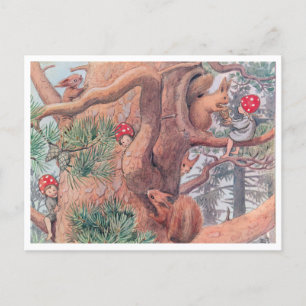 Vintage Illustration Forest Children Elsa Beskow Postcard