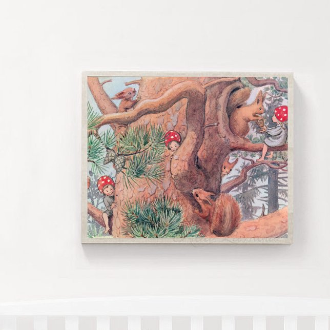 Vintage Illustration Forest Children Elsa Beskow Poster (Creator Uploaded)