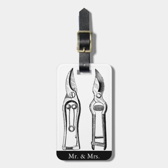Vintage Illustration Gardening Tools Pruners Tag (Front Vertical)