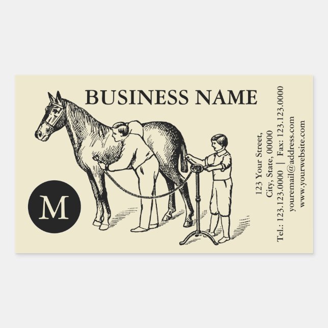VINTAGE ILLUSTRATION Horse Clipping Monogram S Sticker (Front)