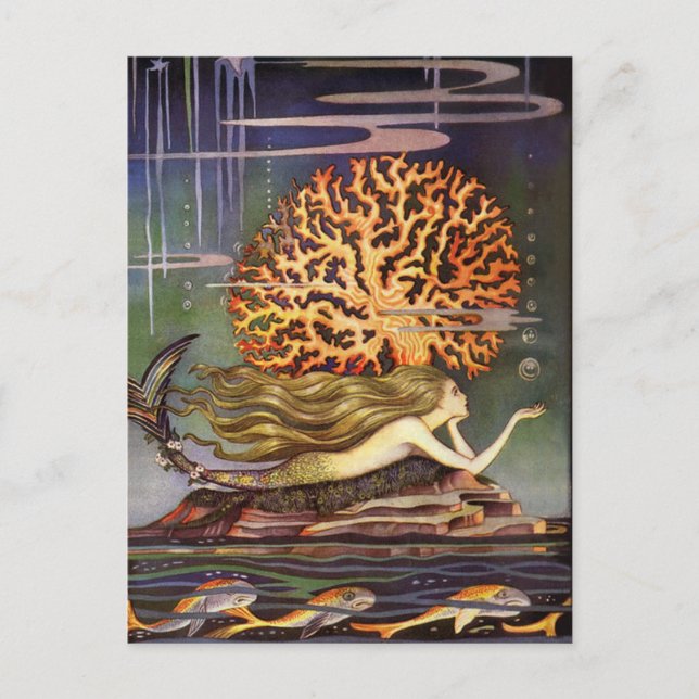 Vintage Illustration Jennie Harbour The Mermaid Postcard (Front)