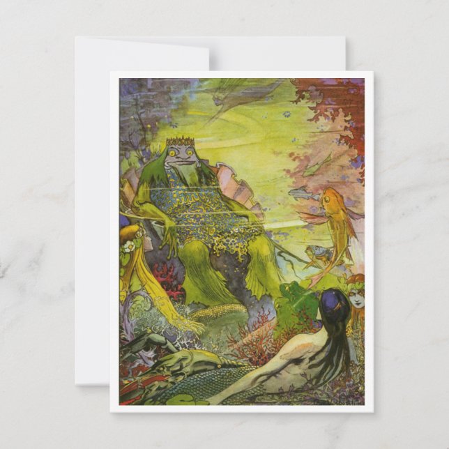 Vintage Illustration King of Mermaids Card (Front)