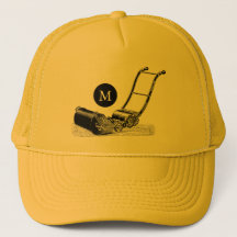 VINTAGE ILLUSTRATION Lawn Mower Monogram Hat