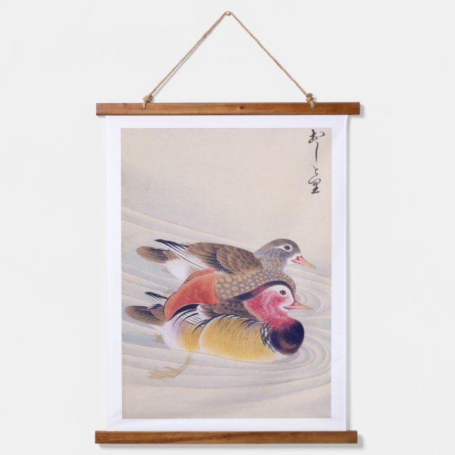 Vintage illustration: Mandarin duck Hanging Tapestry (Front)