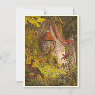 Vintage Illustration Mystical Forest Castle Card