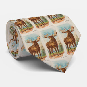 Vintage Illustration of a Moose (1890) Tie