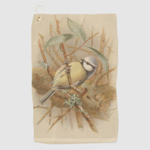 Vintage Illustration of Bluetit Golf Towel