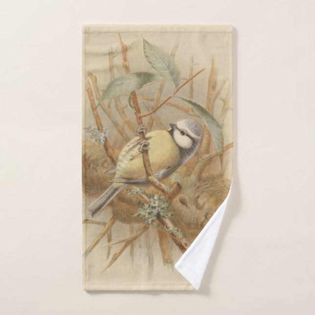 Vintage Illustration of Bluetit Hand Towel (Hand Towel)
