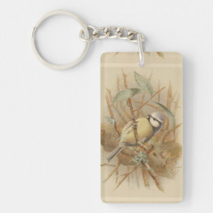 Vintage Illustration of Bluetit Keychain