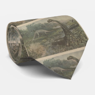 Vintage Illustration of Brachiosaurus Dinosaurs Tie