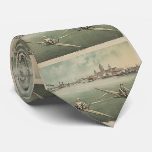 Vintage Illustration of Crewing Athletes (1879) Tie