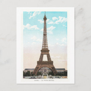 Vintage Illustration of Eiffel Tower in Paris Postcard