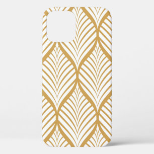 vintage illustration of geometric leaves seamless iPhone 12 case