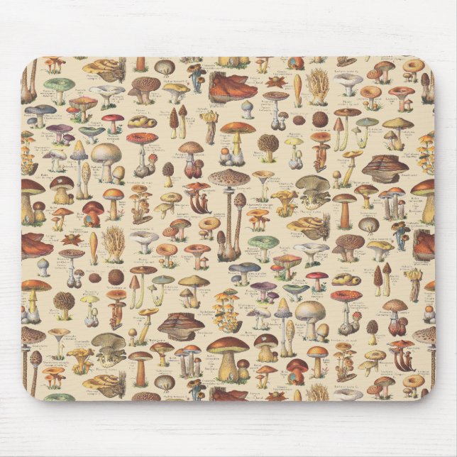 Vintage illustration of mushrooms mouse pad (Front)