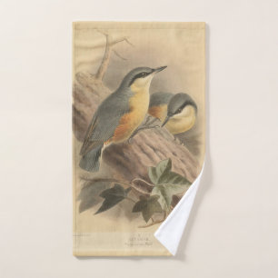 Vintage Illustration of Nuthatch Hand Towel