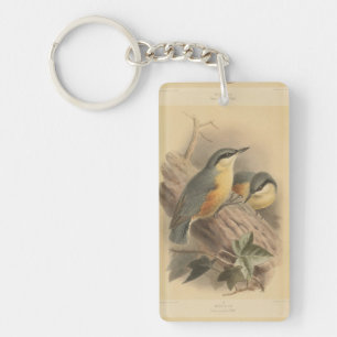 Vintage Illustration of Nuthatch Keychain