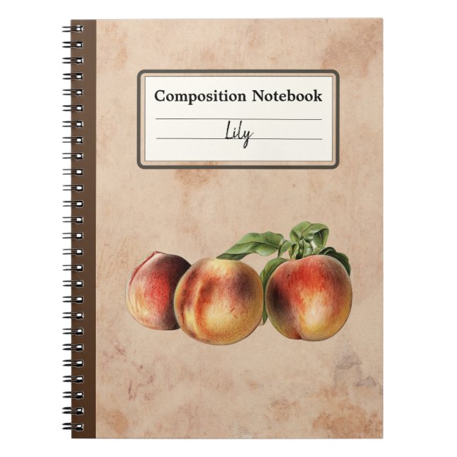Vintage Illustration of Peaches Personalized Comp Notebook (Front)