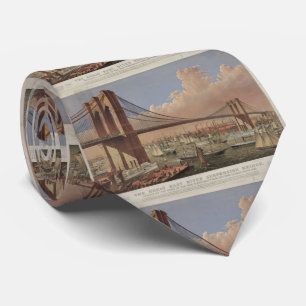 Vintage Illustration of the Brooklyn Bridge (1877) Tie