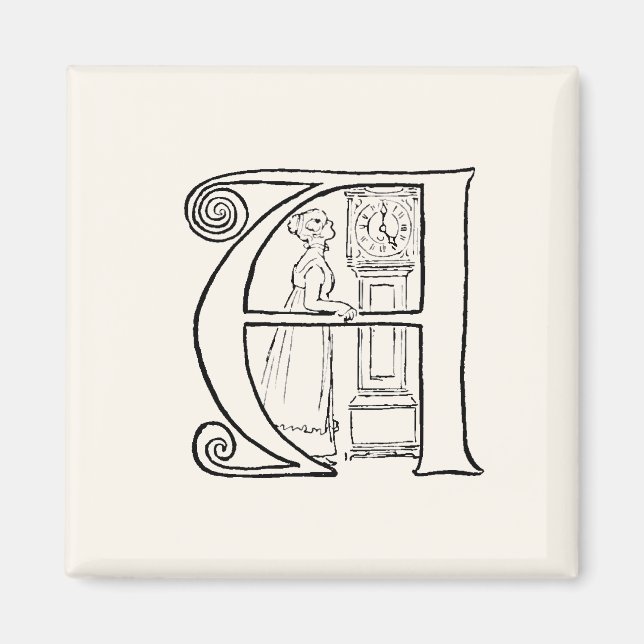 Vintage Illustration of the Letter A Magnet (Front)