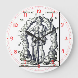 Vintage illustration of zodiac signs  large clock