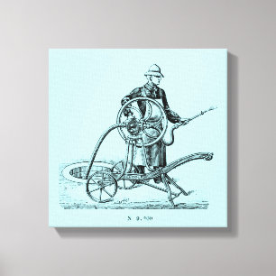 Vintage Illustration Old Sprinkler or Fireman C Canvas Print